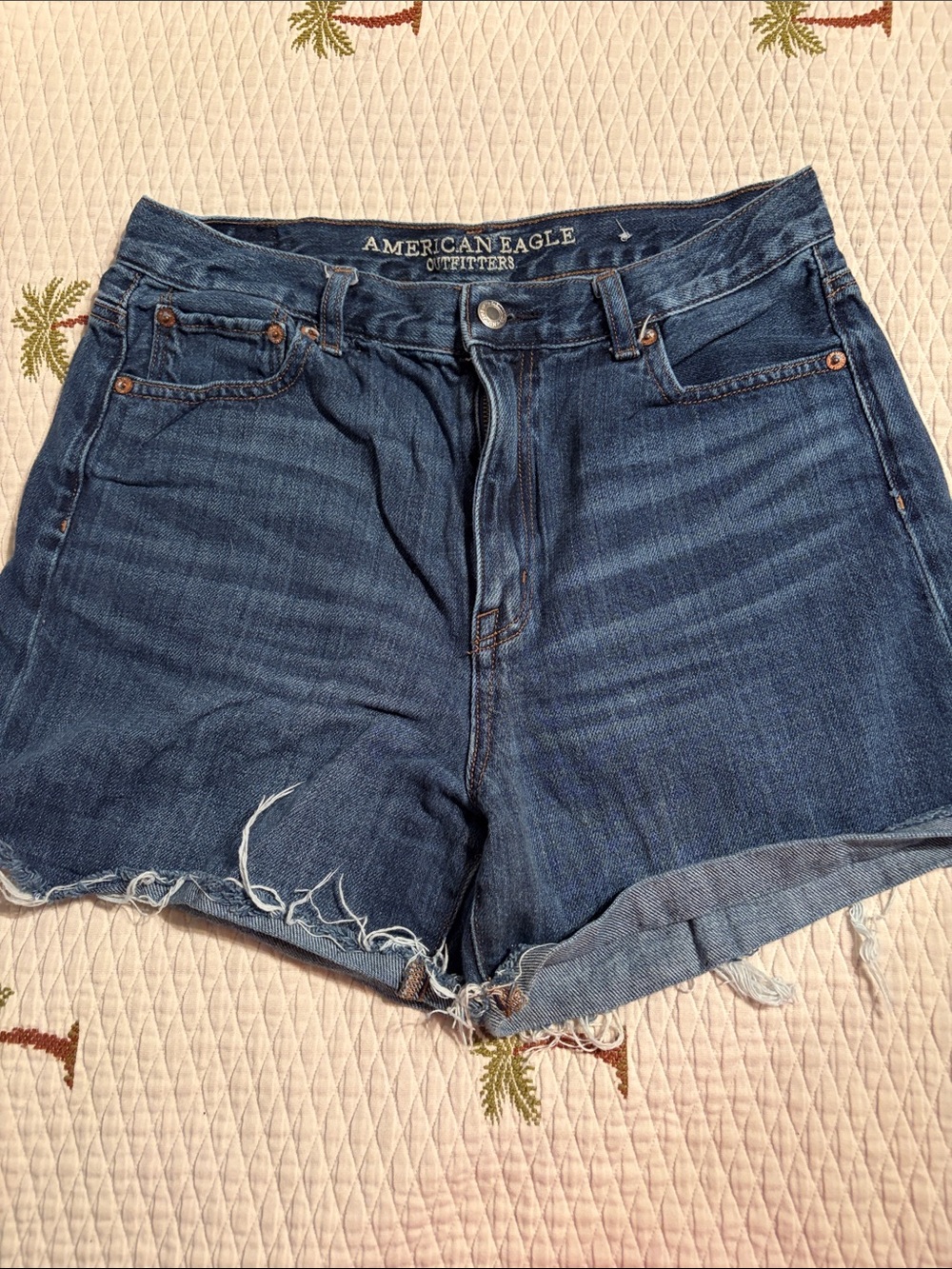 American Eagle Outfitters Dark Blue Denim Mom Shorts
